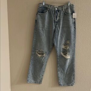 Free People Blue Relaxed Distressed Jeans size 32